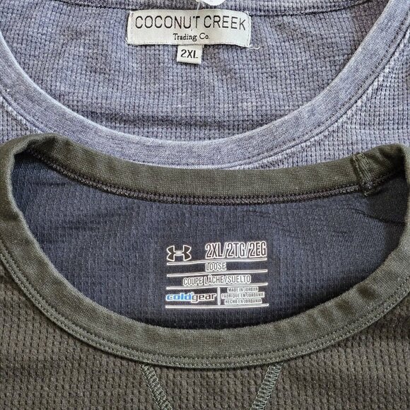 Sweatshirt Men 2XL Lot of 2 Gray Olive LS Under Armour Cold Gear Coconut Creek - Picture 2 of 15